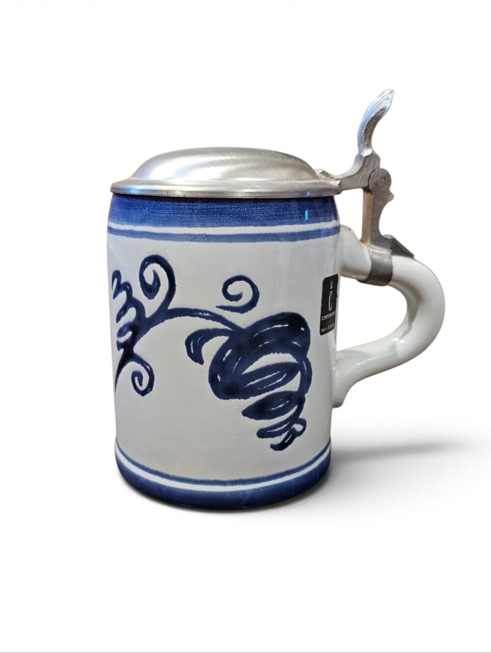 CORTENDORF Vintage German Hand Painted Ceramic Beer Stein OKTOBERFEST White Blue